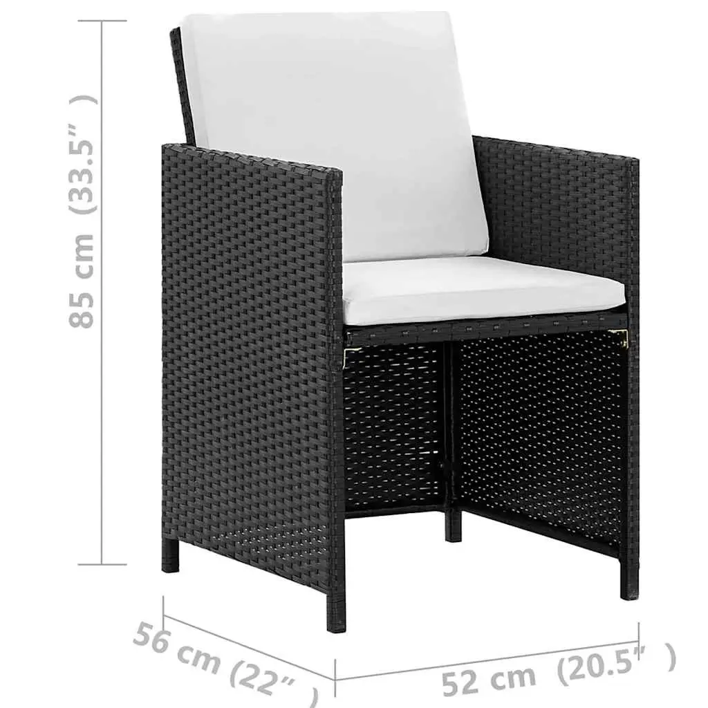 Outdoor Dining Set 13 Piece PE Rattan Garden Furniture Black Powder-coated Steel Table Chairs Stools