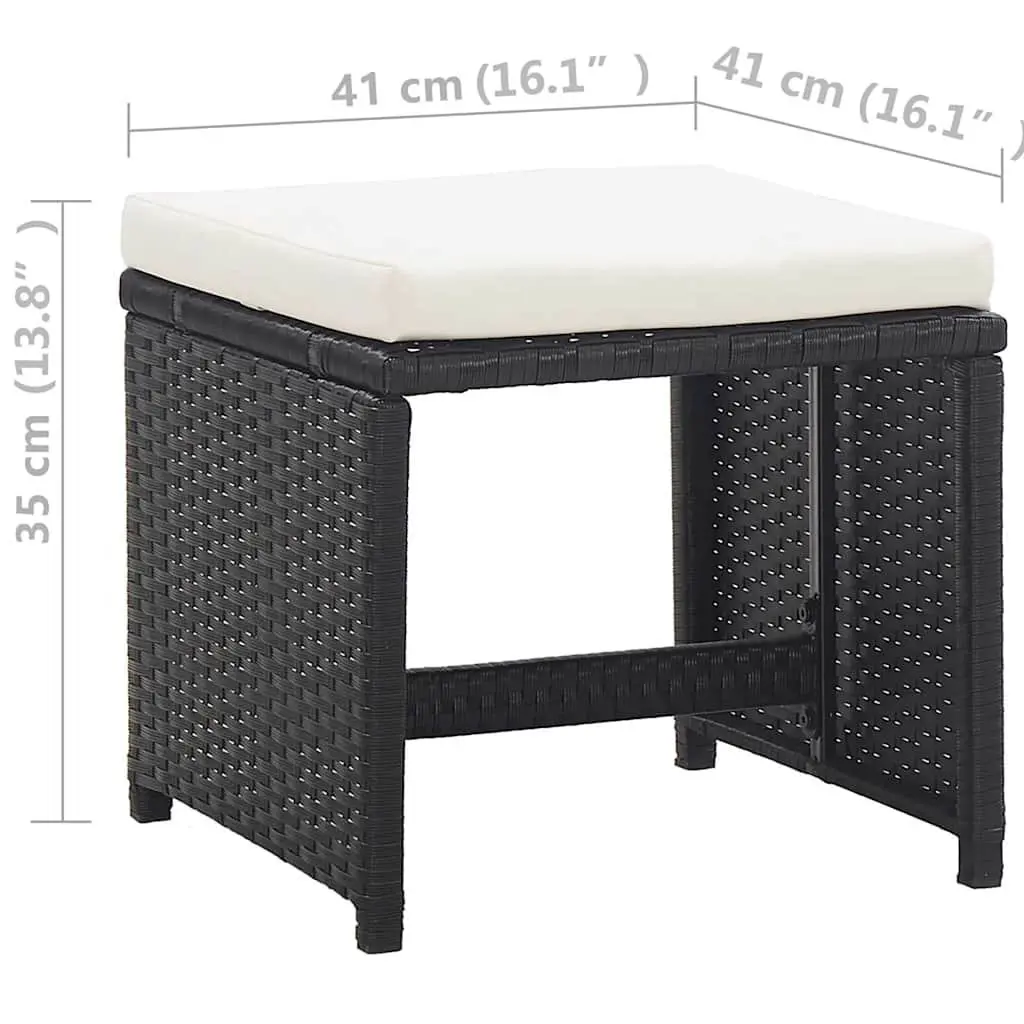 Outdoor Dining Set 13 Piece PE Rattan Garden Furniture Black Powder-coated Steel Table Chairs Stools