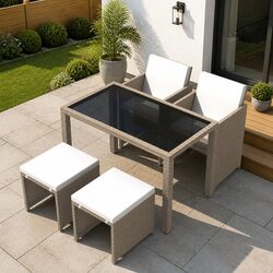 Practical 5 Piece Rattan Dining Set for Garden Use