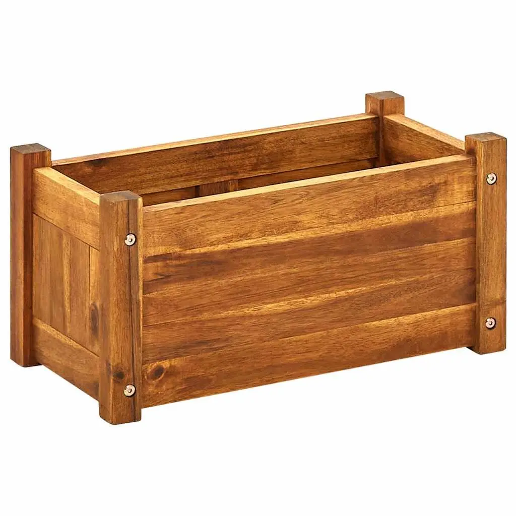 Wooden Planter Box Acacia Garden Raised Bed Outdoor Rectangular 50x25x25cm for Vegetables Herbs Flowers