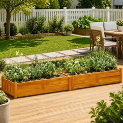 Practical Wooden Raised Bed Planter for Gardens 200x50x25 cm