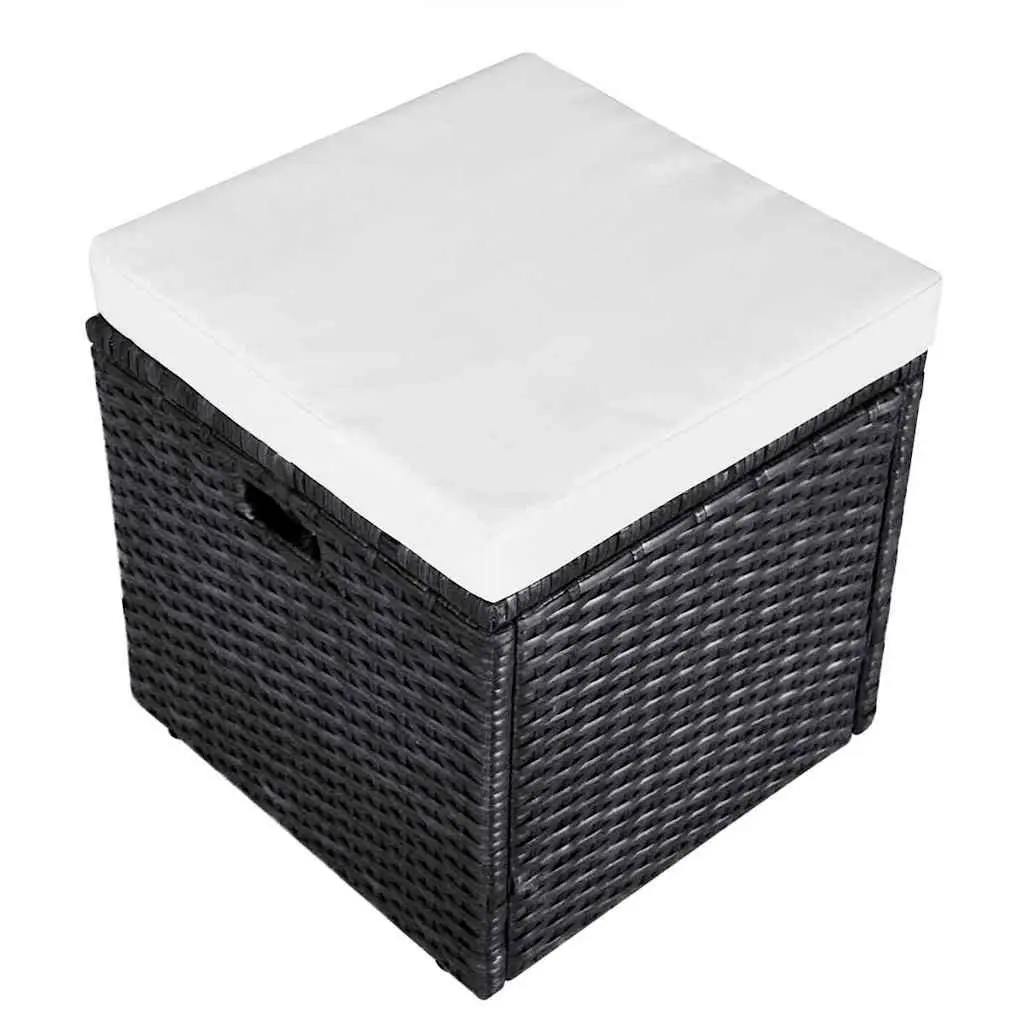 Garden Lounge Set PE Rattan Outdoor Furniture 4 Piece Corner Sofa with Cushions Black