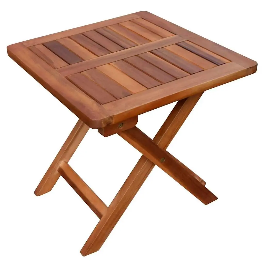 Sun Lounger Solid Acacia Wood Brown Outdoor Chaise Lounge with Folding Table