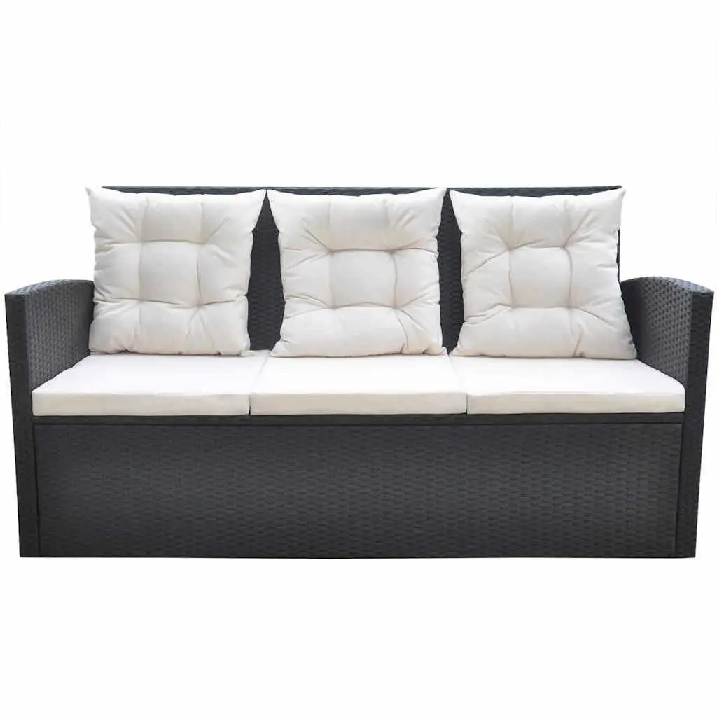 Outdoor Dining Set 6 Piece Weather Resistant Poly Rattan Garden Furniture Black