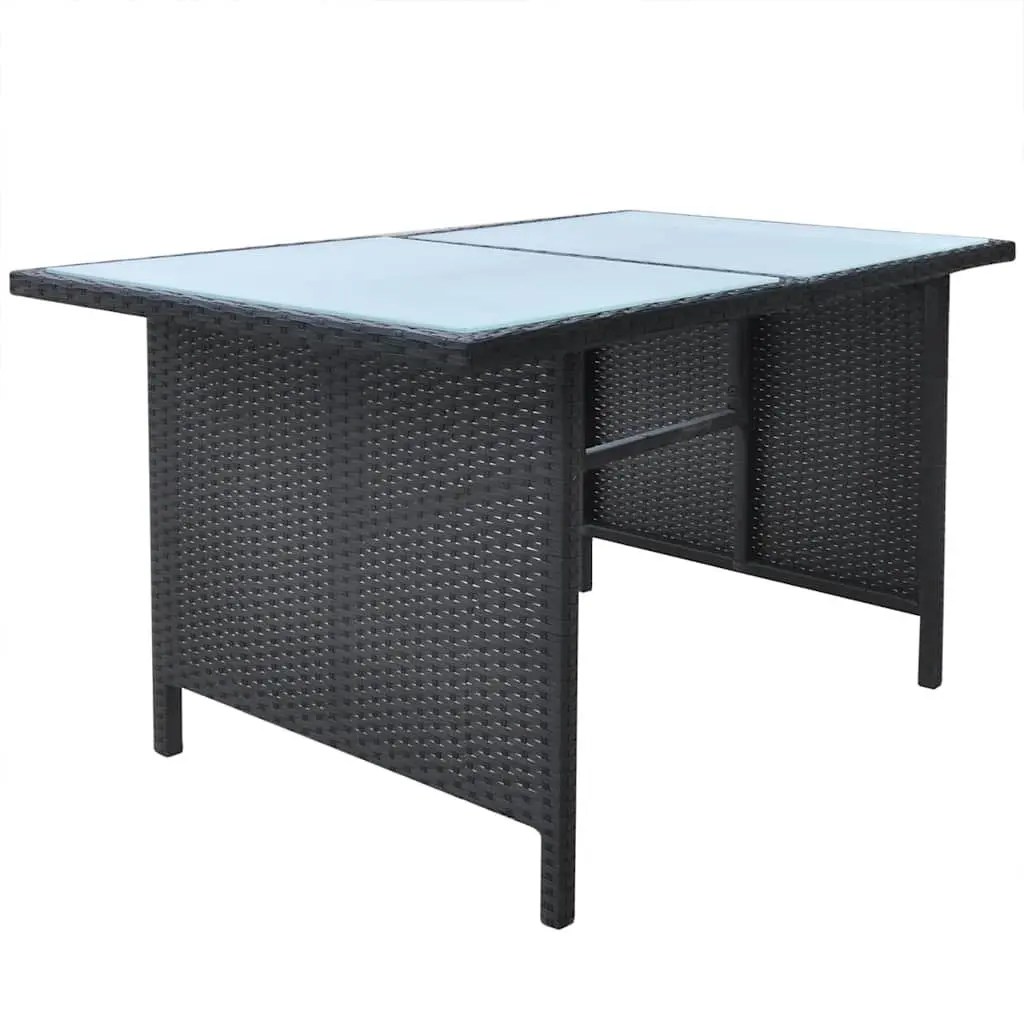 Outdoor Dining Set 6 Piece Weather Resistant Poly Rattan Garden Furniture Black