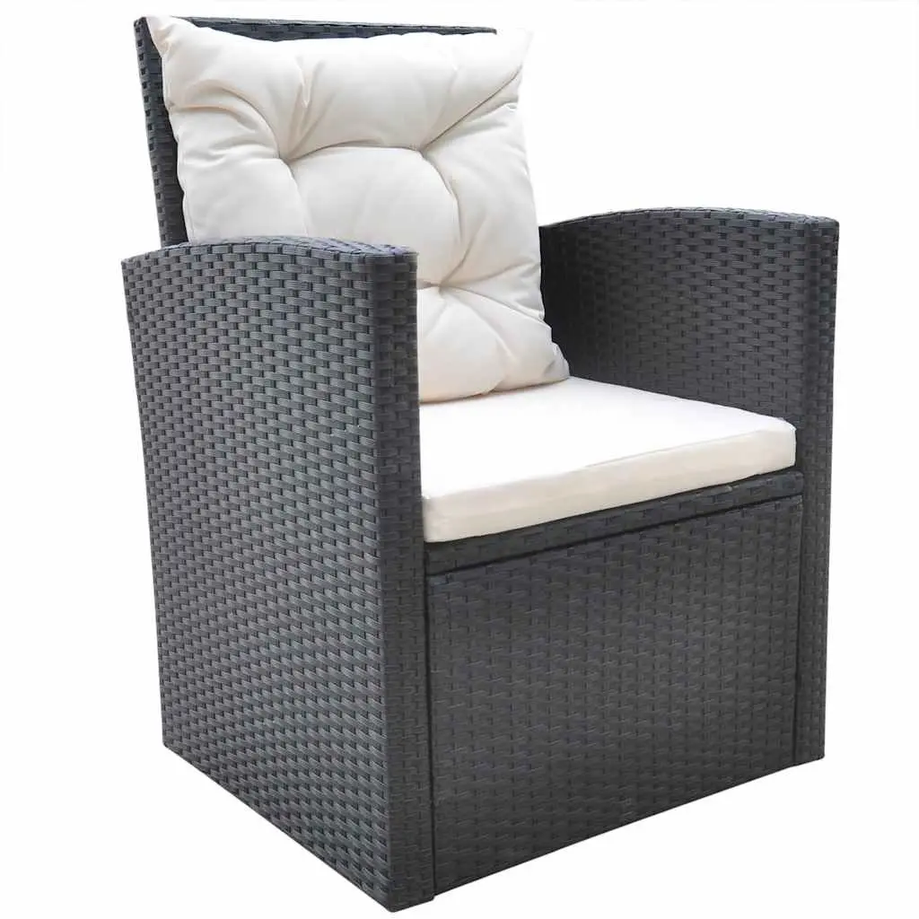 Outdoor Dining Set 6 Piece Weather Resistant Poly Rattan Garden Furniture Black