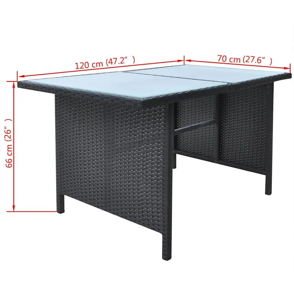 Outdoor Dining Set 6 Piece Weather Resistant Poly Rattan Garden Furniture Black