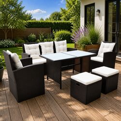 Functional Outdoor Dining Set - 6 Piece Rattan Furniture