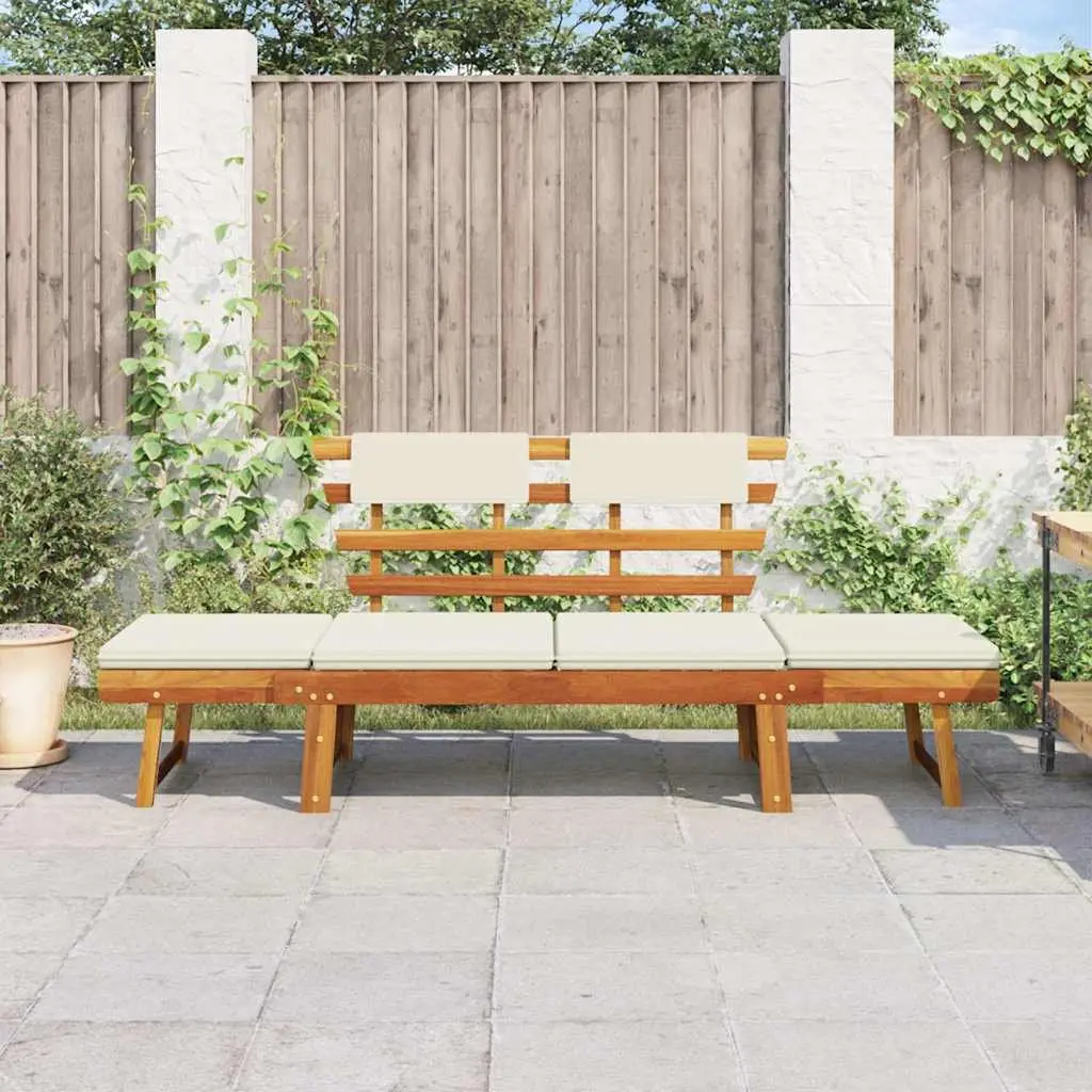 Outdoor Sun Lounger Day Bed Acacia Wood Adjustable 190 cm Brown Garden Bench