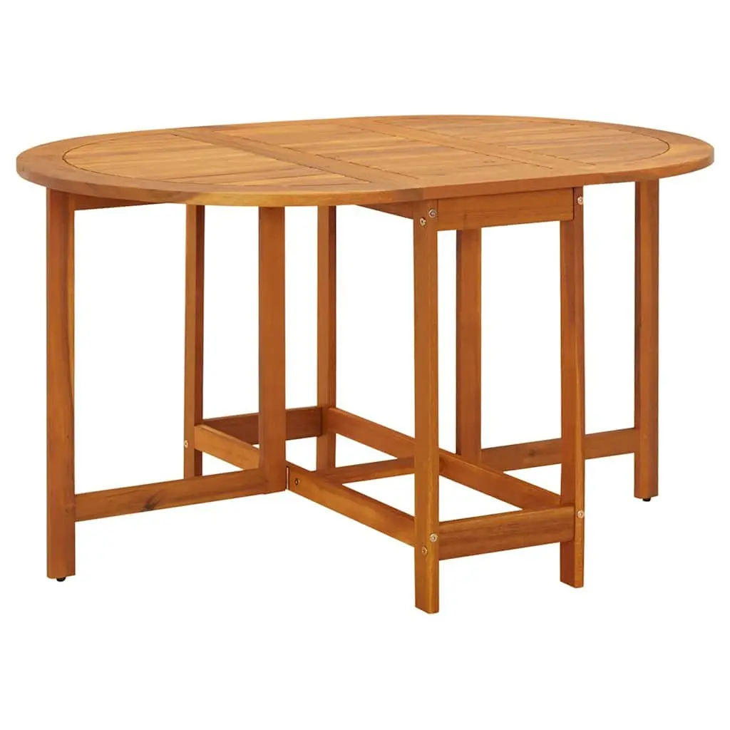 Folding Drop Leaf Dining Table Acacia Wood Brown 130x90x72cm Outdoor Garden Patio Furniture