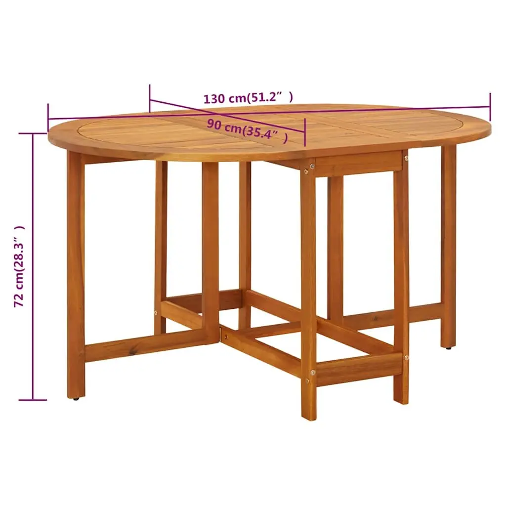 Folding Drop Leaf Dining Table Acacia Wood Brown 130x90x72cm Outdoor Garden Patio Furniture
