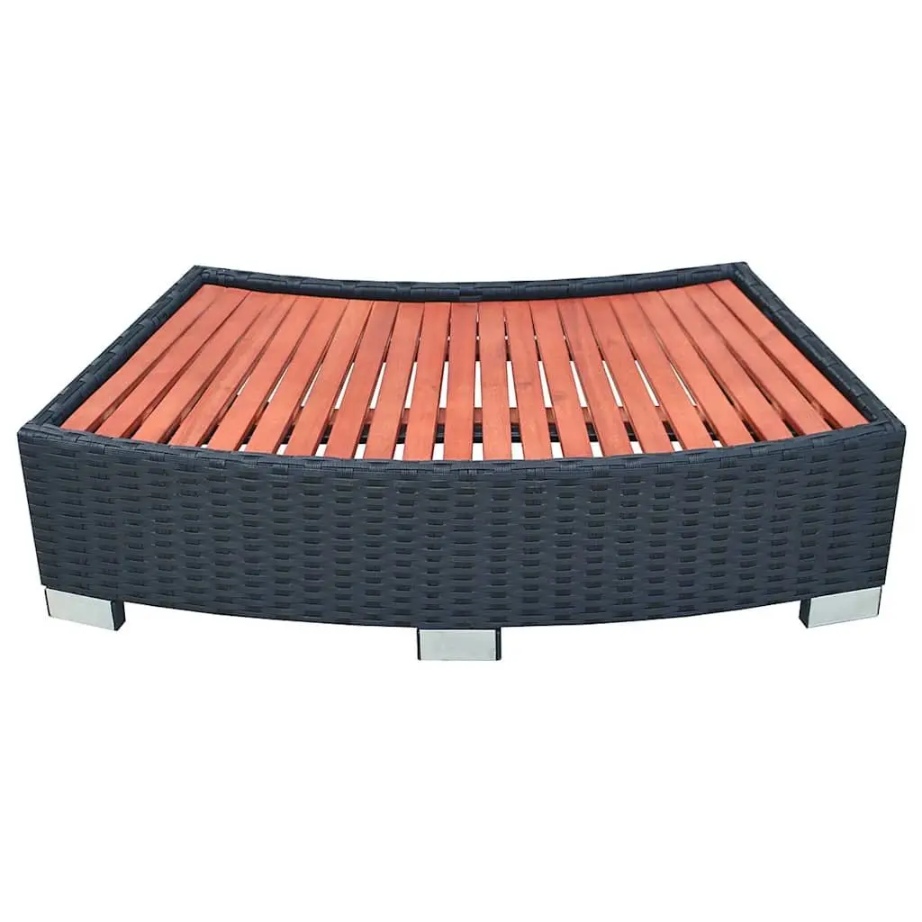 Hot Tub Access Ladder Rattan Construction 92x45x25cm Black Outdoor Spa Step