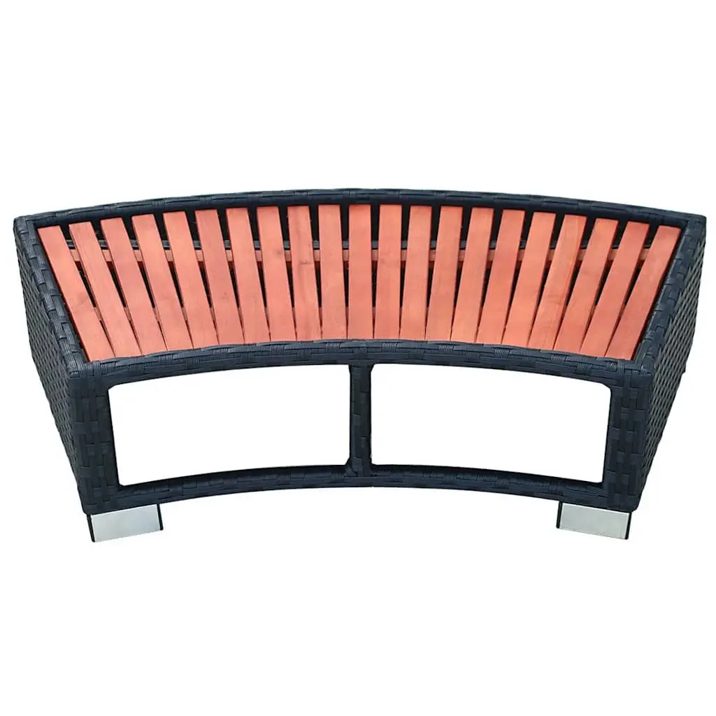 Hot Tub Access Ladder Rattan Construction 92x45x25cm Black Outdoor Spa Step