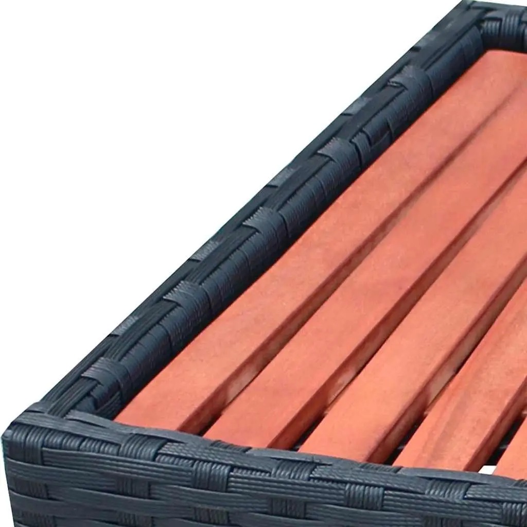 Hot Tub Access Ladder Rattan Construction 92x45x25cm Black Outdoor Spa Step