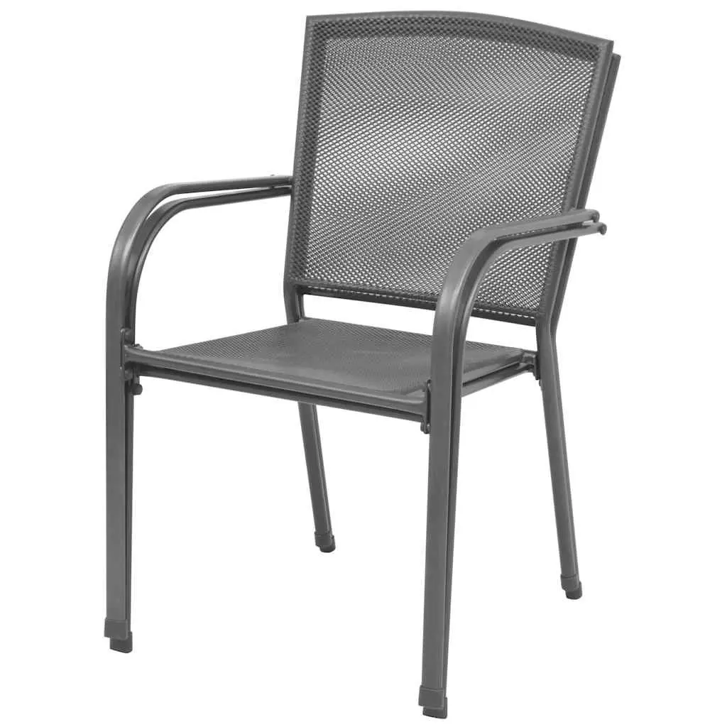 Stackable Outdoor Dining Chairs Steel Mesh Anthracite Color Set of Two