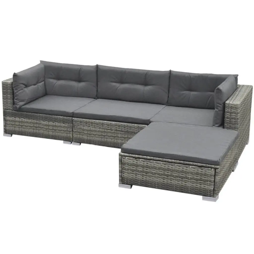 Garden Lounge Set 5 Piece Outdoor Furniture PE Rattan Grey