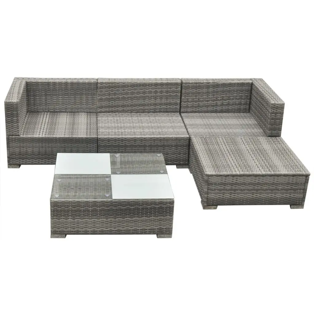 Garden Lounge Set 5 Piece Outdoor Furniture PE Rattan Grey