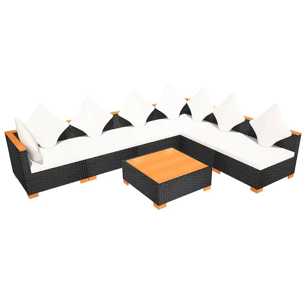 7 Piece Outdoor Garden Lounge Set Poly Rattan Sofa Patio Furniture with Cushions