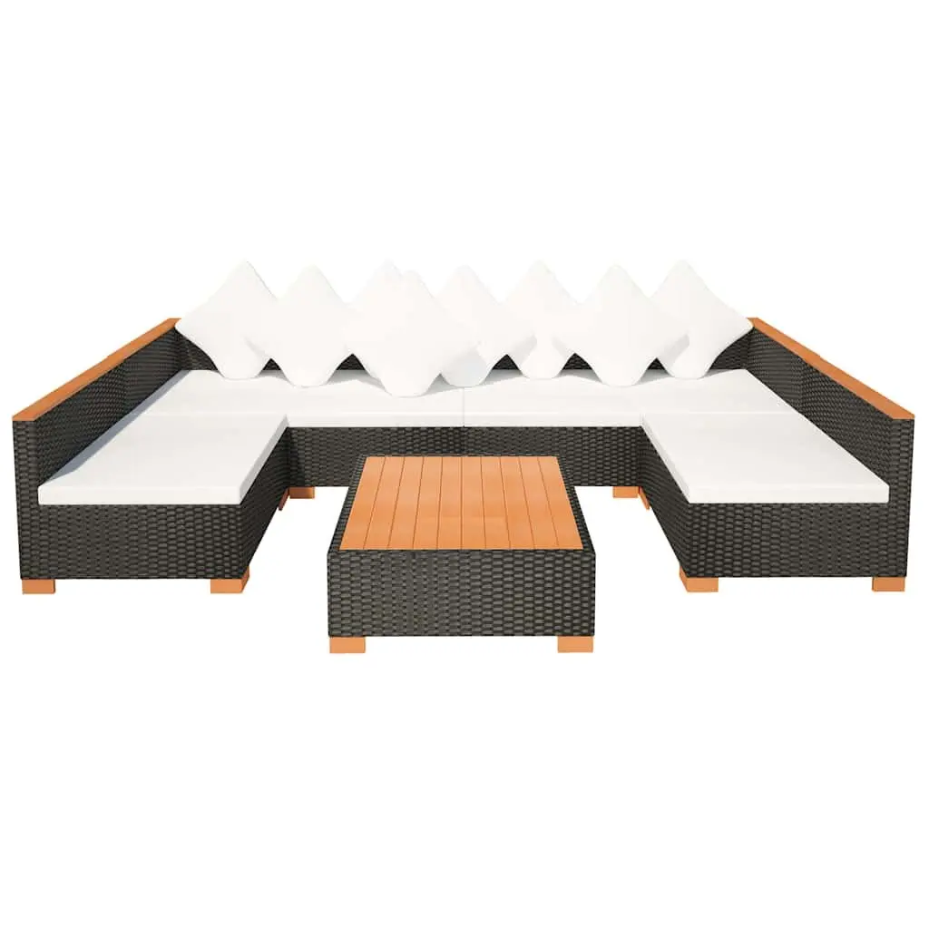 7 Piece Outdoor Garden Lounge Set Poly Rattan Sofa Patio Furniture with Cushions