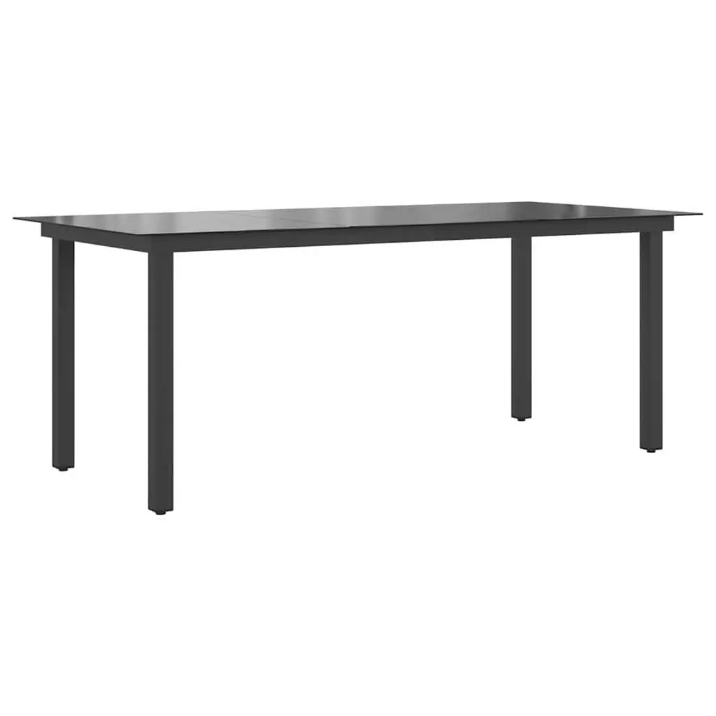 Outdoor Dining Table Tempered Glass Top 190 x 90 x 74 cm Black Powder-coated Aluminium Frame