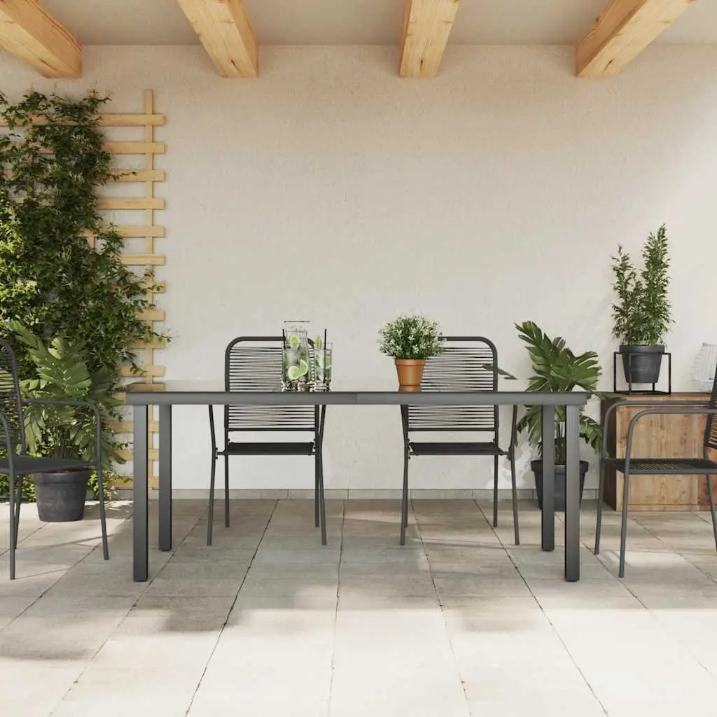 Outdoor Dining Table Tempered Glass Top 190 x 90 x 74 cm Black Powder-coated Aluminium Frame