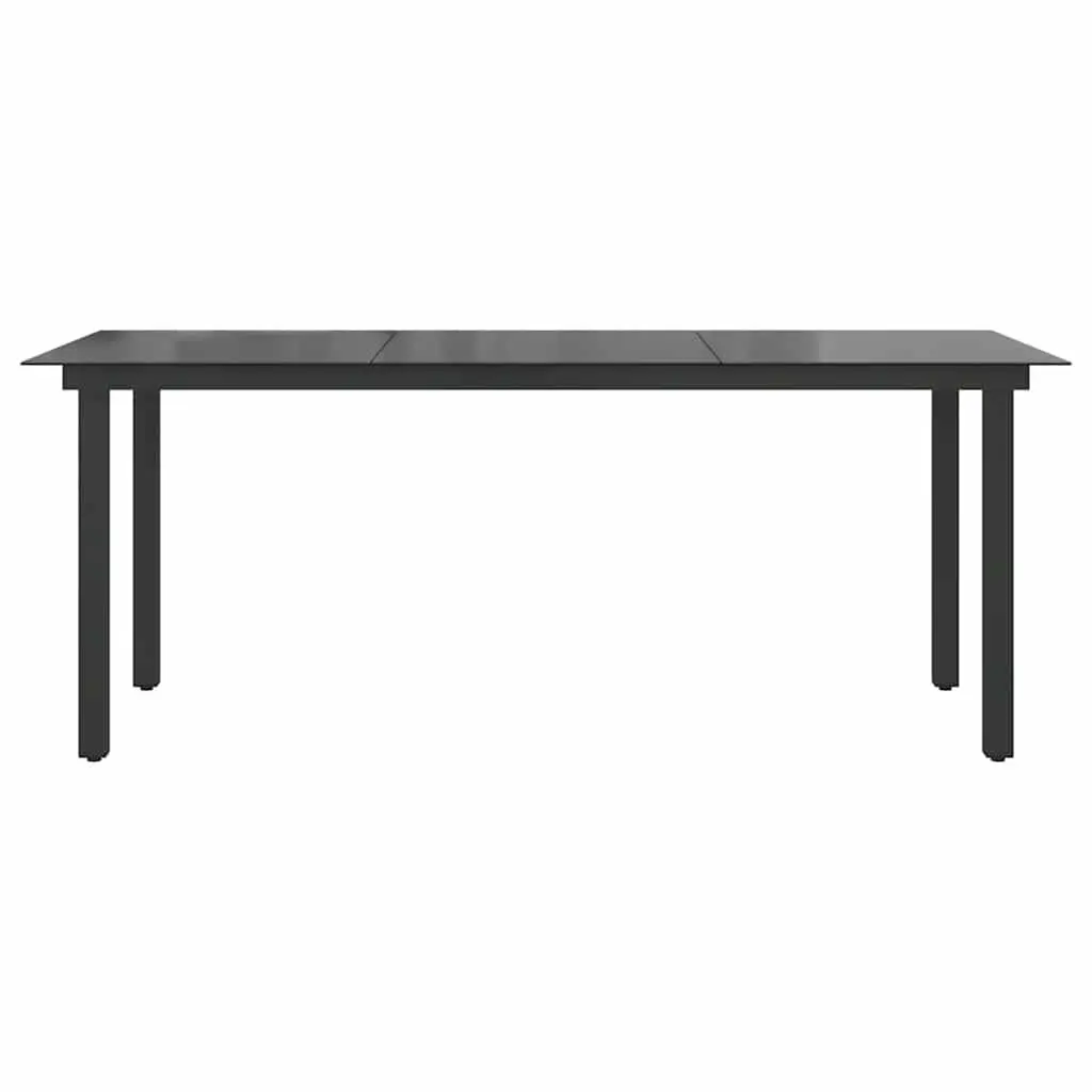 Outdoor Dining Table Tempered Glass Top 190 x 90 x 74 cm Black Powder-coated Aluminium Frame