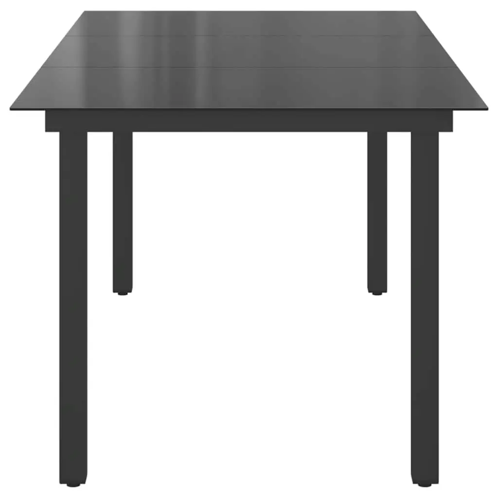 Outdoor Dining Table Tempered Glass Top 190 x 90 x 74 cm Black Powder-coated Aluminium Frame