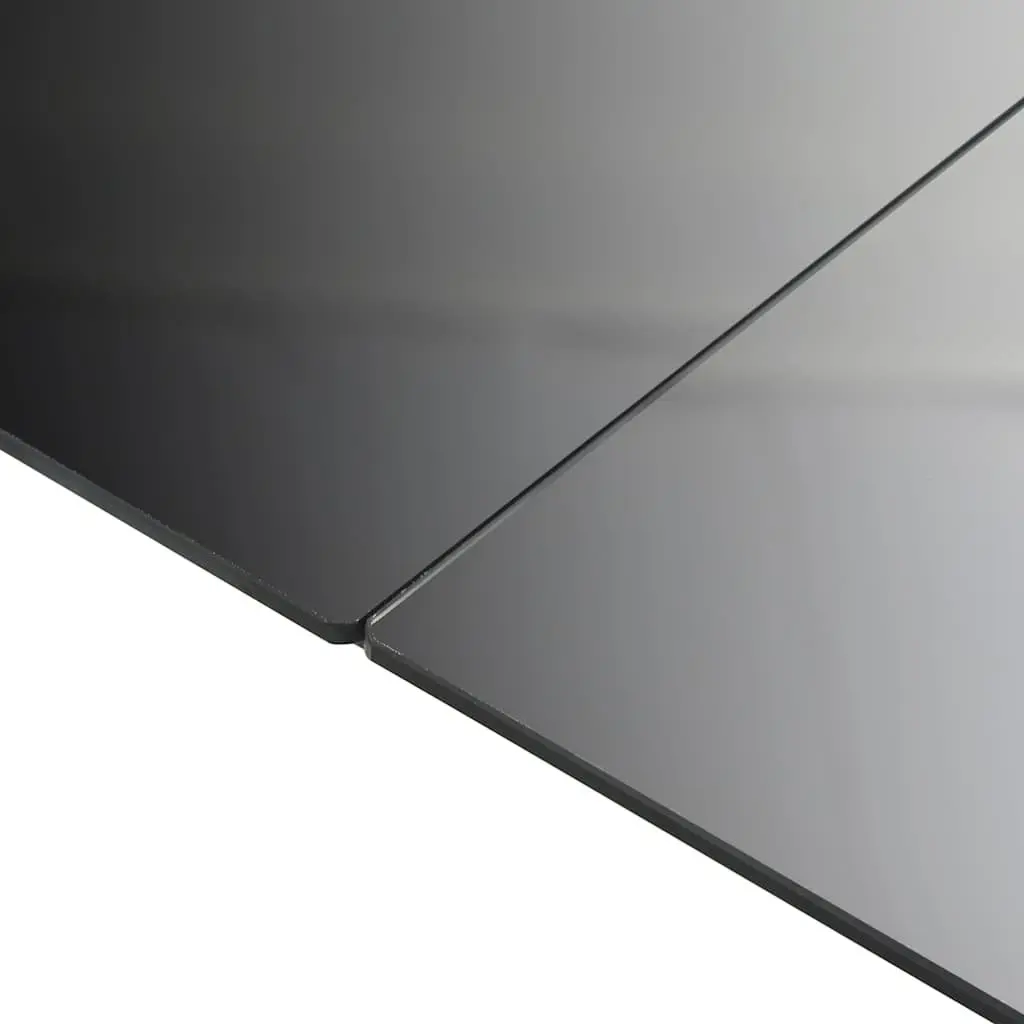 Outdoor Dining Table Tempered Glass Top 190 x 90 x 74 cm Black Powder-coated Aluminium Frame