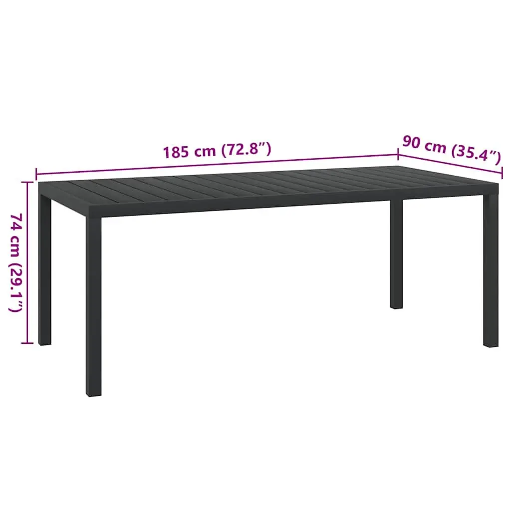 Outdoor Garden Table Aluminium Frame 185x90x74cm Black