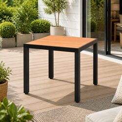 Garden Outdoor Table Brown 80x80x74cm Aluminium Frame WPC Patio Furniture