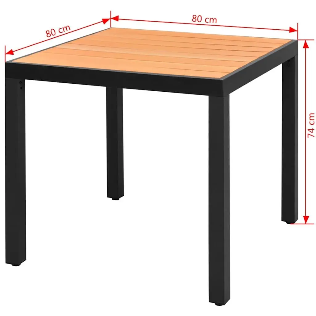 Outdoor Table WPC Top 80x80x74cm Brown Aluminium Frame
