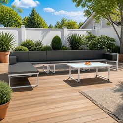 5 Piece Outdoor Lounge Set Garden Patio Sofa Coffee Table Black