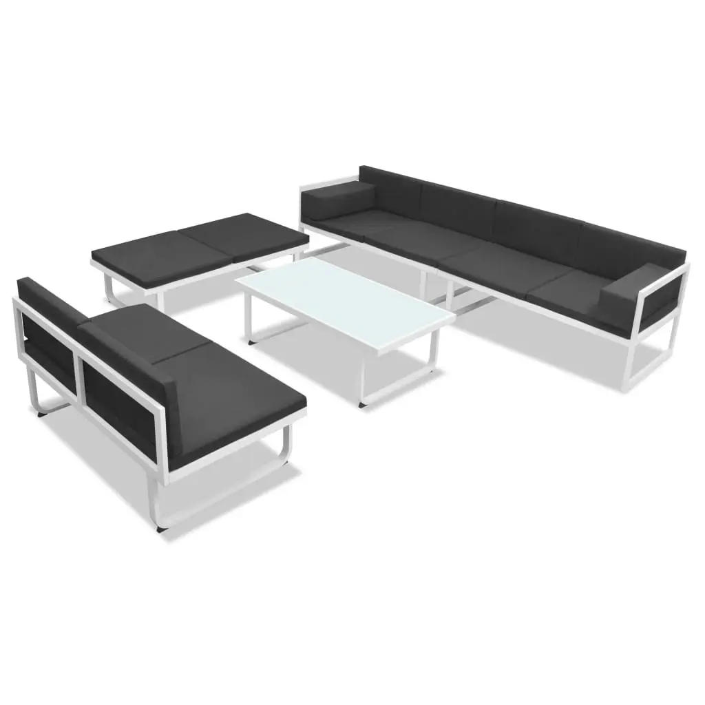 5 Piece Lounge Set Aluminium Frame Textilene Seating Black Sofa Coffee Table for Outdoor Garden Patio