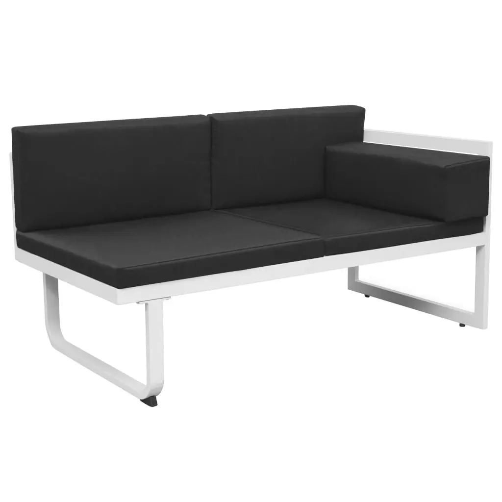 5 Piece Lounge Set Aluminium Frame Textilene Seating Black Sofa Coffee Table for Outdoor Garden Patio