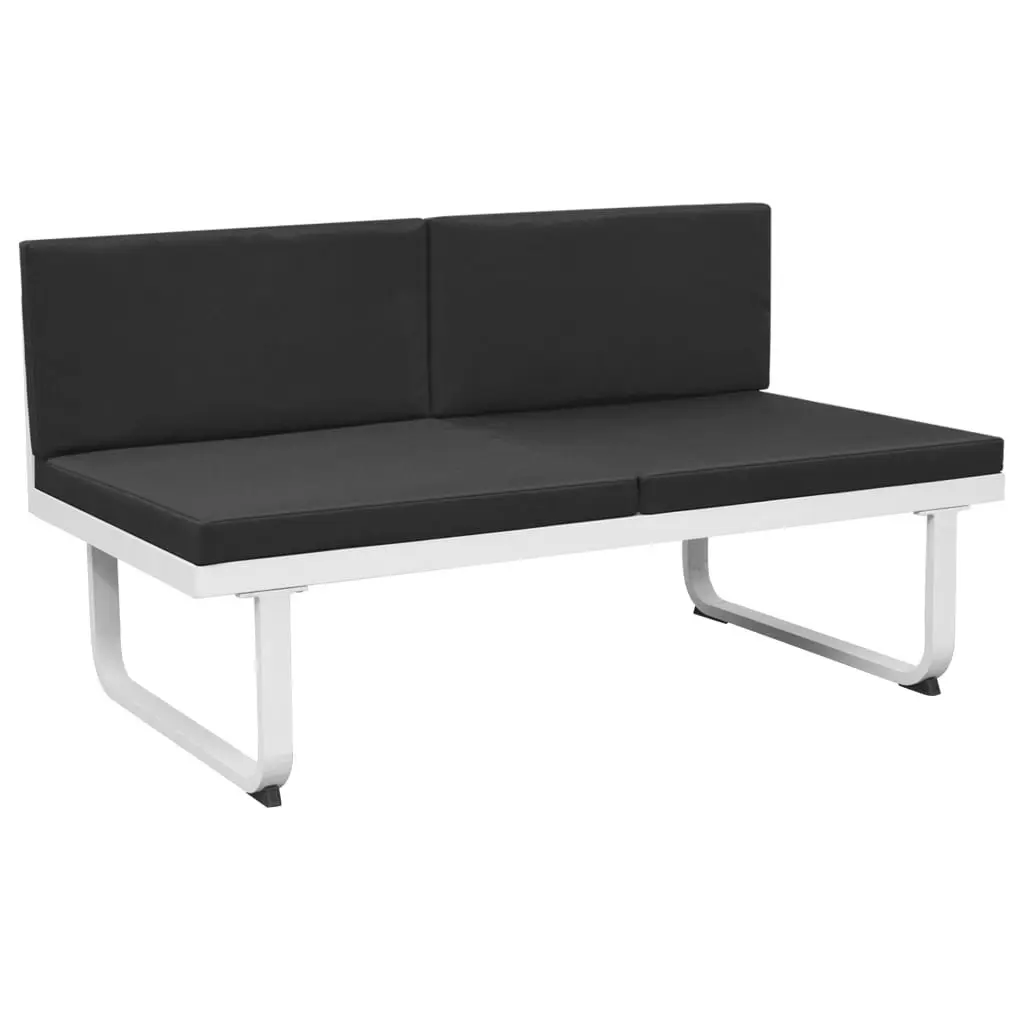 5 Piece Lounge Set Aluminium Frame Textilene Seating Black Sofa Coffee Table for Outdoor Garden Patio