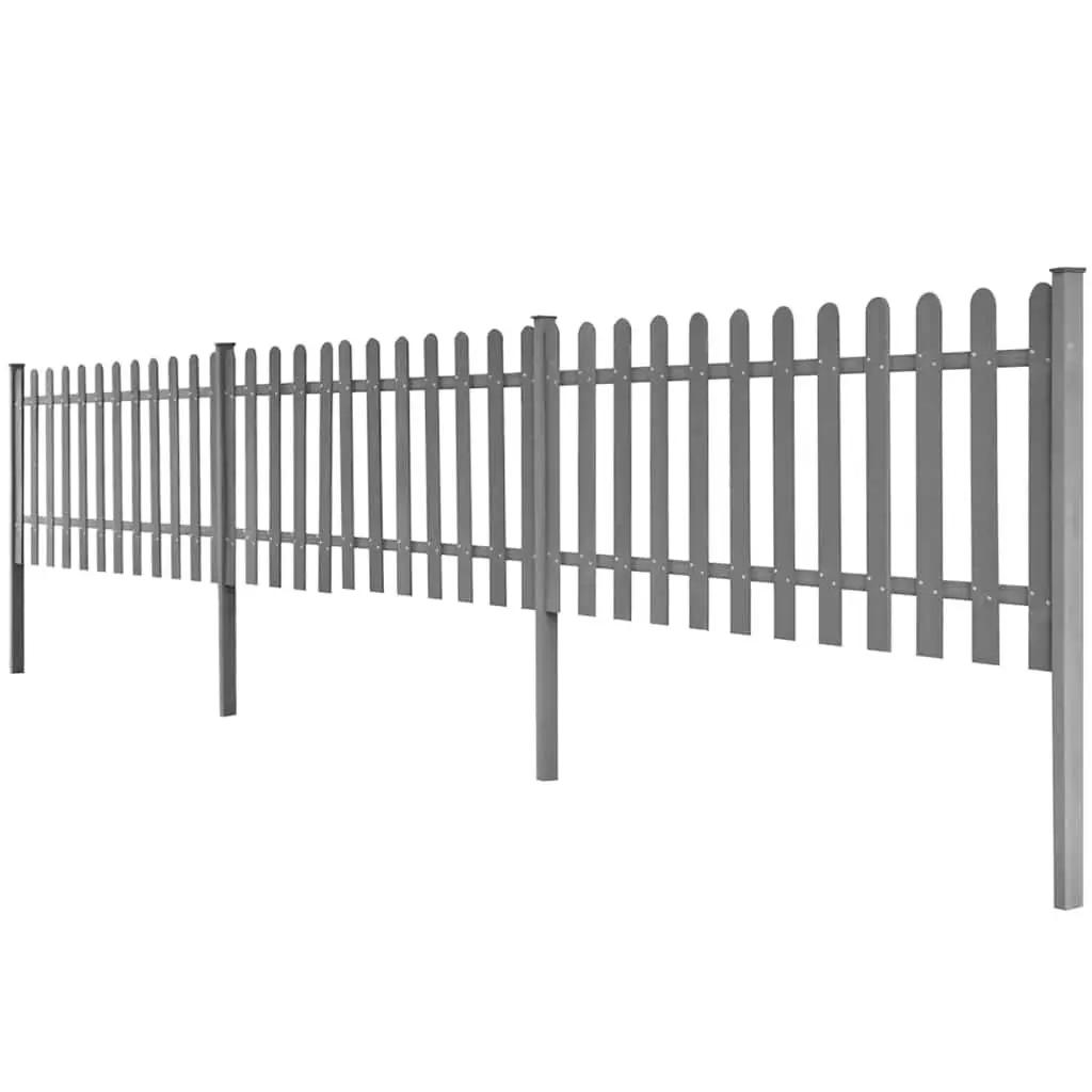 Picket Fence with Posts 3 pcs WPC Grey 600x60 cm Garden Outdoor Decorative