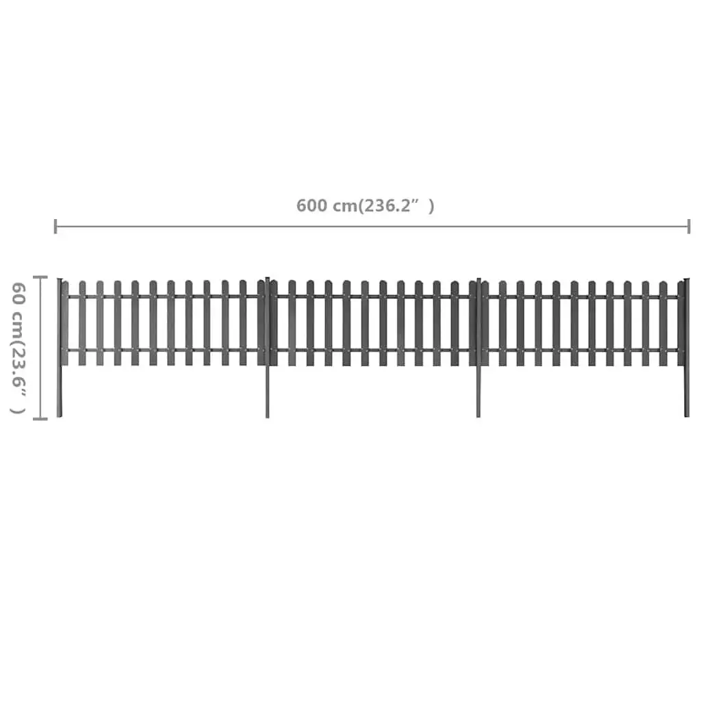Picket Fence with Posts 3 pcs WPC Grey 600x60 cm Garden Outdoor Decorative