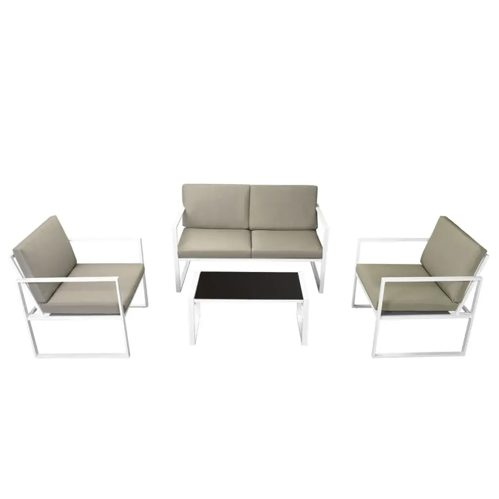 Outdoor Lounge Set Powder-Coated Steel Frame Textilene Seats 4 Piece White