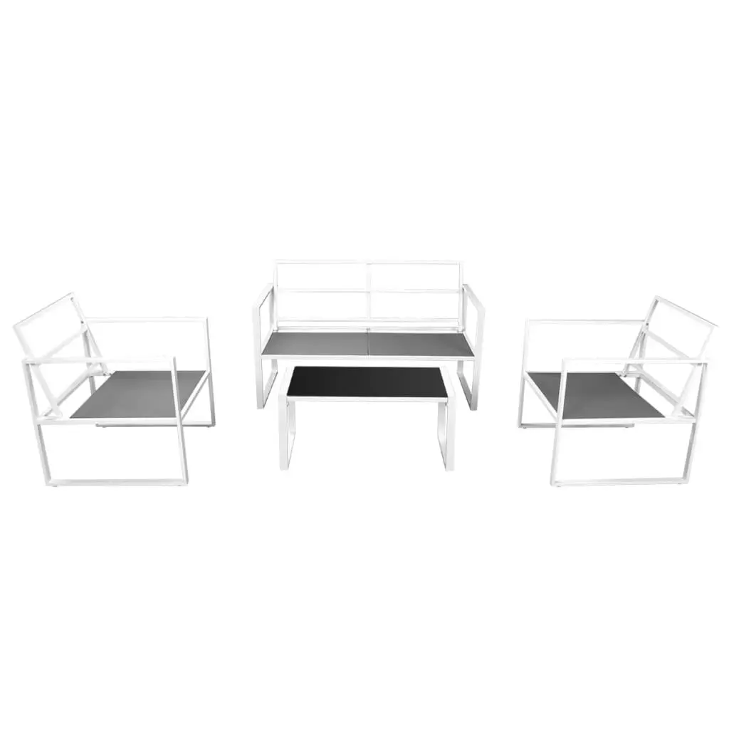 Outdoor Lounge Set Powder-Coated Steel Frame Textilene Seats 4 Piece White