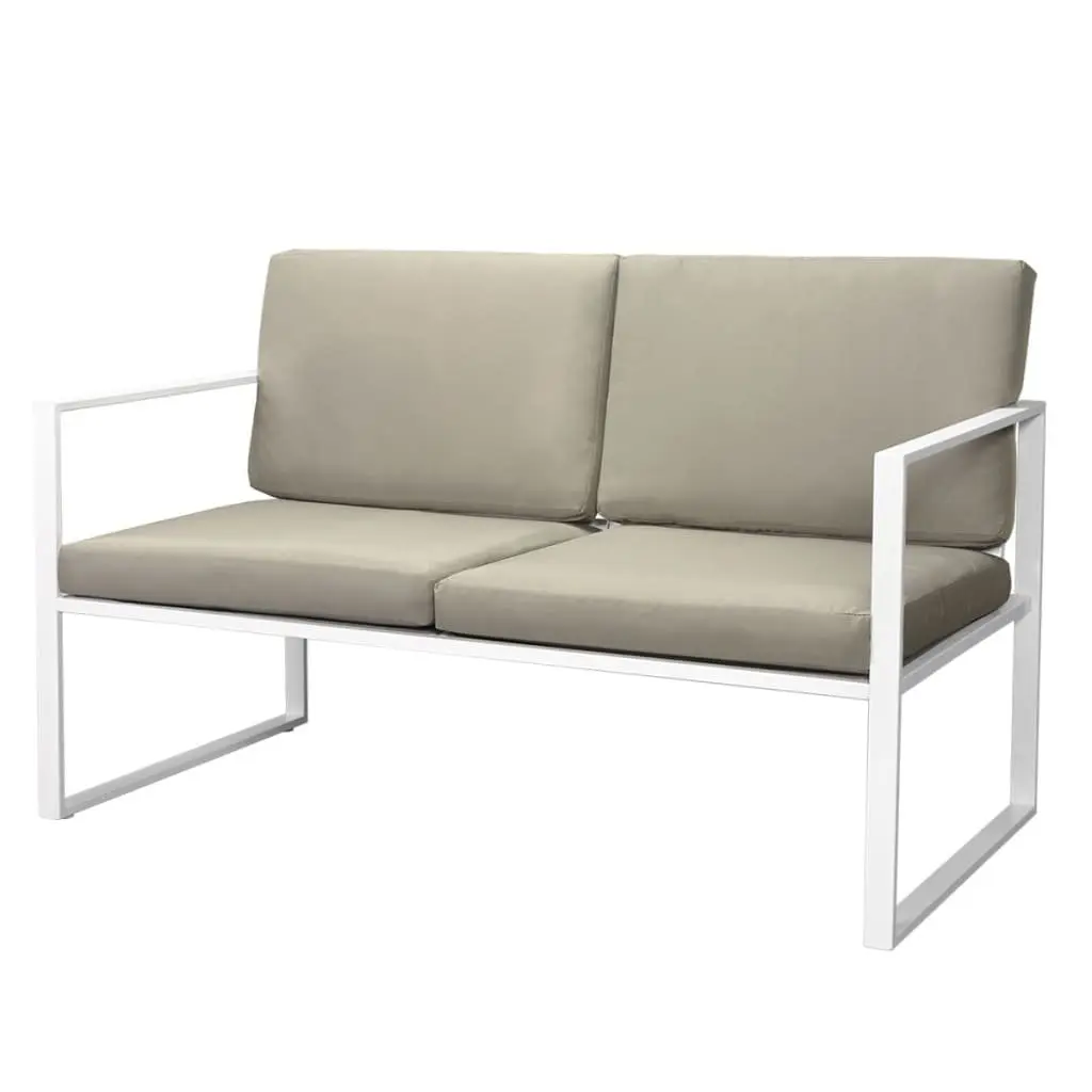 Outdoor Lounge Set Powder-Coated Steel Frame Textilene Seats 4 Piece White