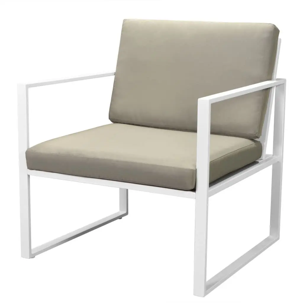 Outdoor Lounge Set Powder-Coated Steel Frame Textilene Seats 4 Piece White