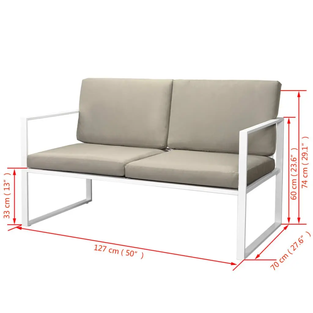Outdoor Lounge Set Powder-Coated Steel Frame Textilene Seats 4 Piece White