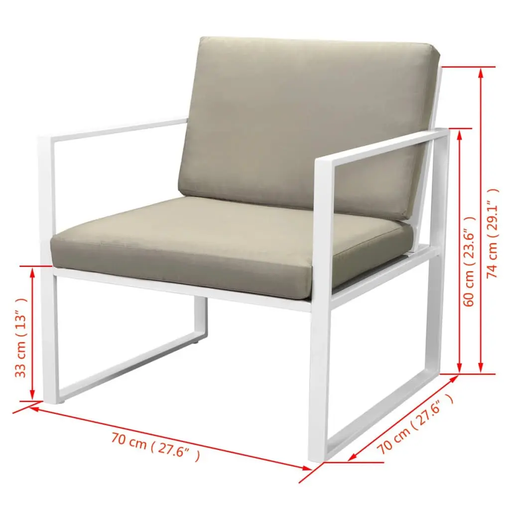 Outdoor Lounge Set Powder-Coated Steel Frame Textilene Seats 4 Piece White