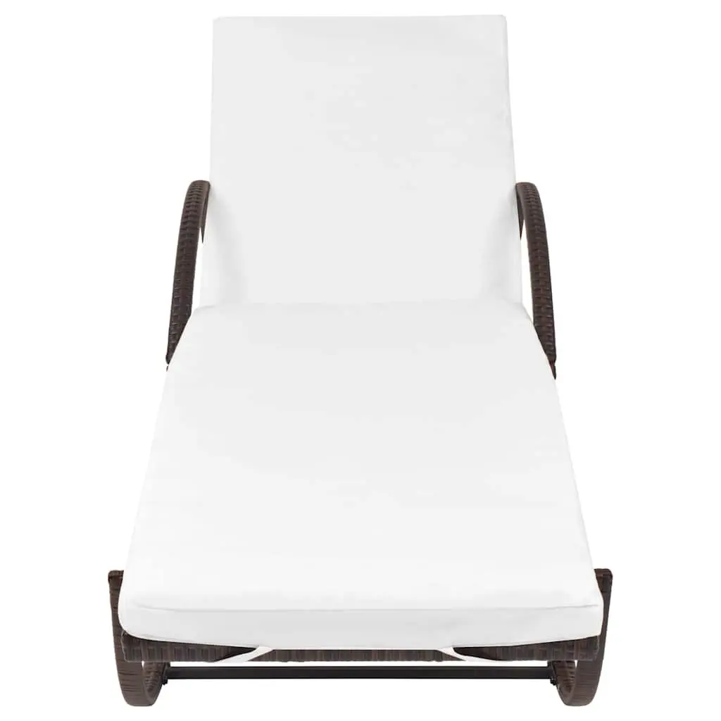 Sun Lounger with Cushion Outdoor Garden Patio Reclining Chair Brown