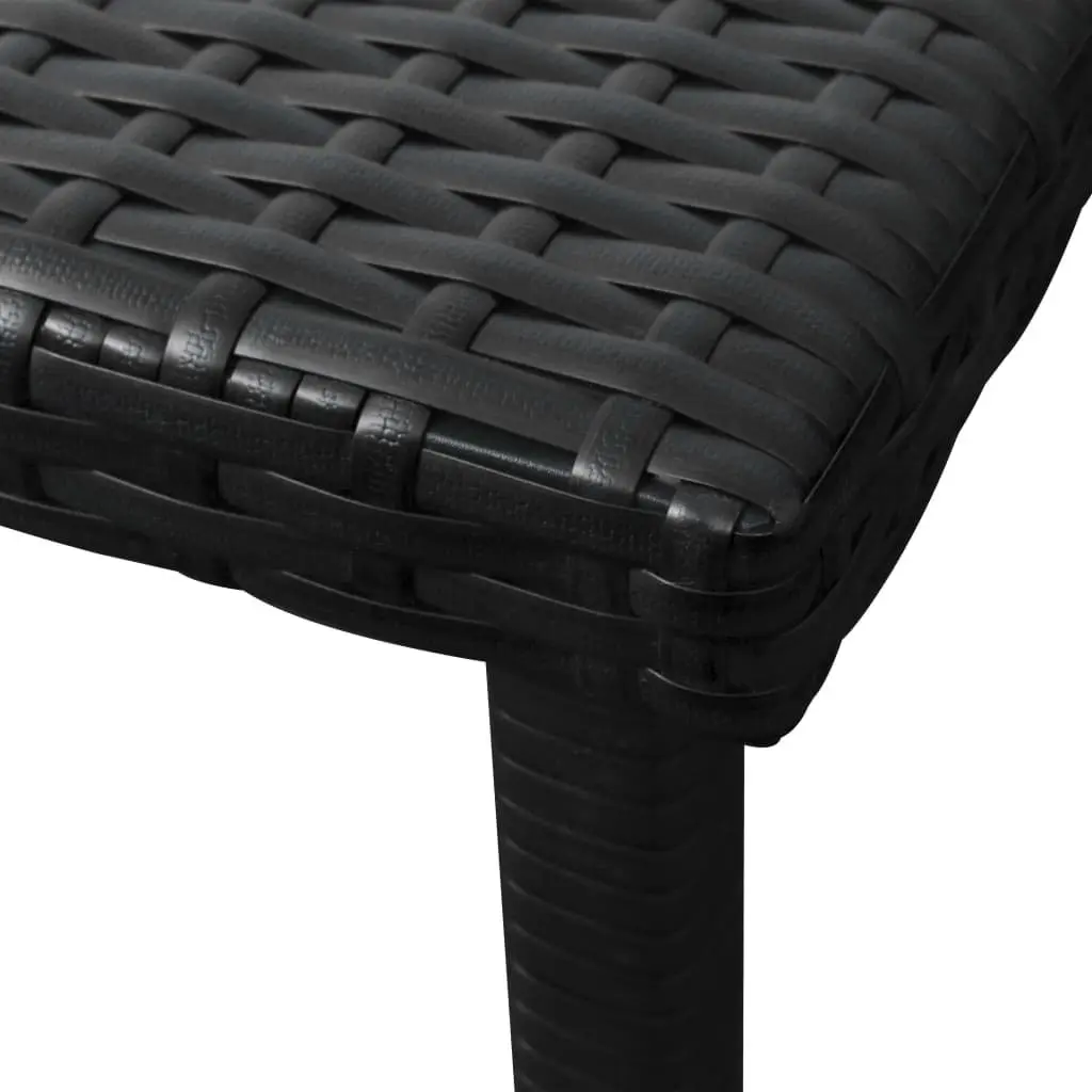Sun Lounger PE Rattan with Cushion and Side Table Black