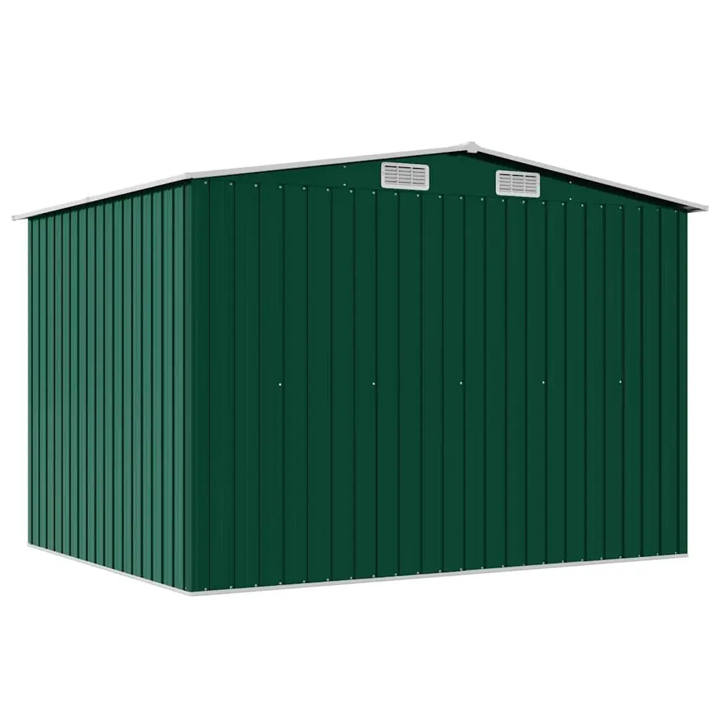 Metal Garden Storage Shed Galvanised Steel Green 257 x 205 x 178 cm Double Sliding Doors