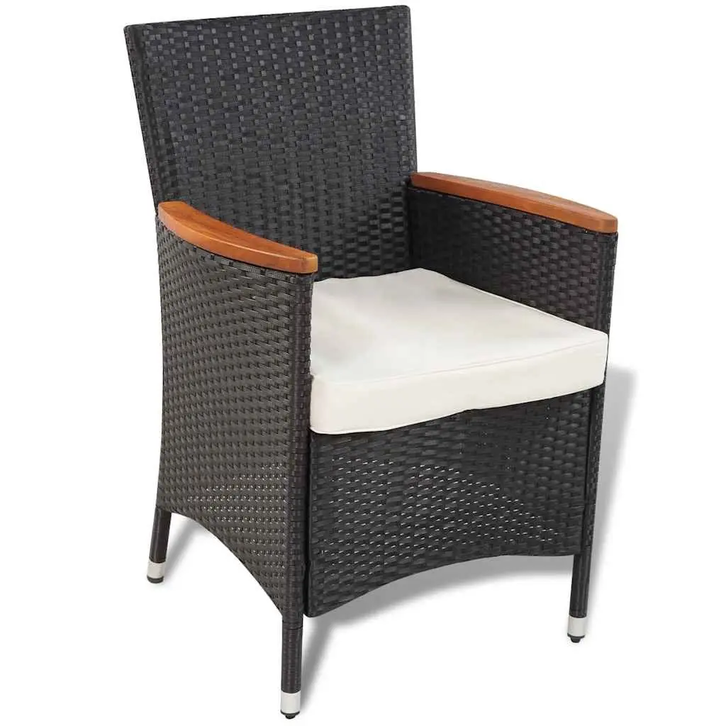 Outdoor Dining Set Poly Rattan 9 Piece Black Table Chairs Cushions Garden Patio