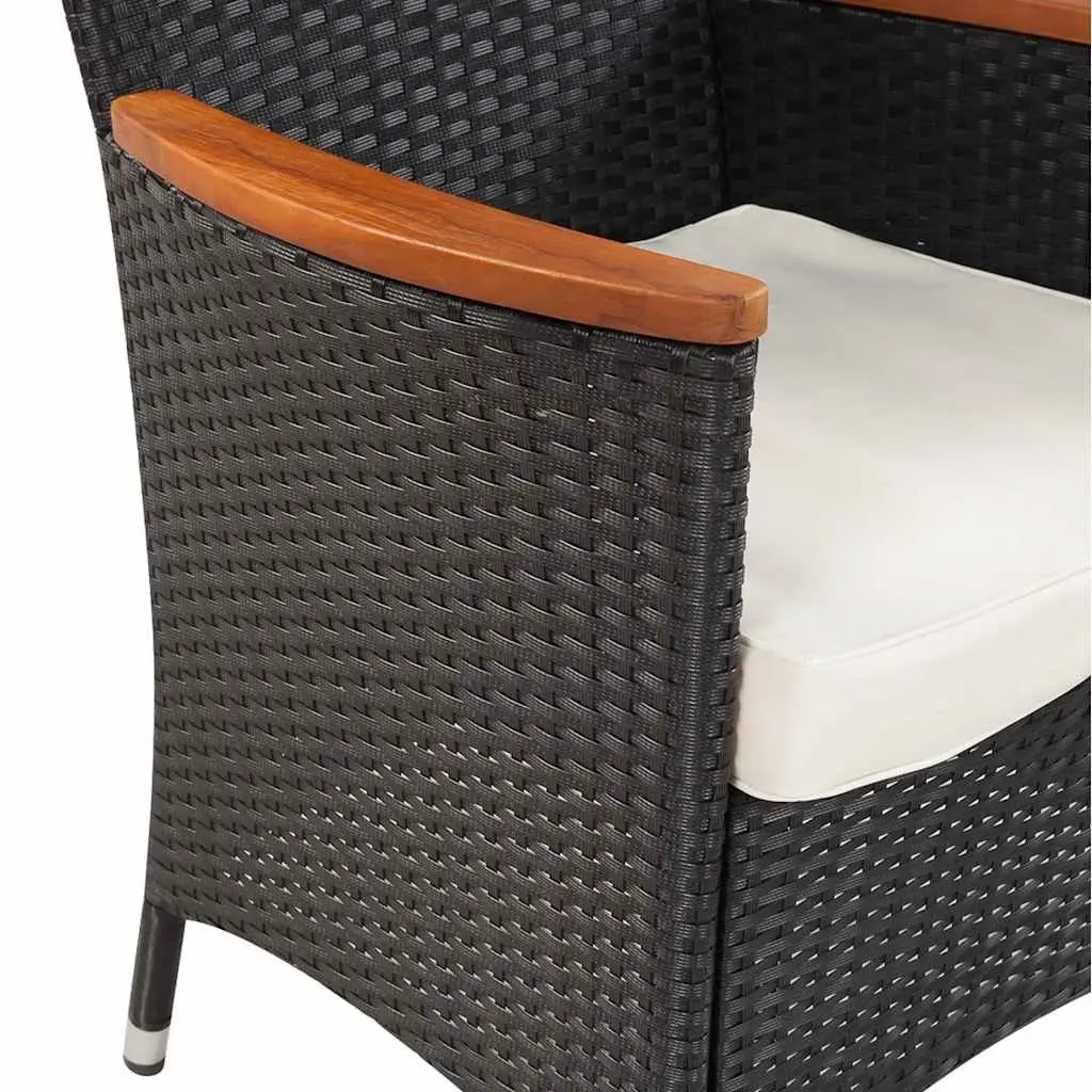 Outdoor Dining Set Poly Rattan 9 Piece Black Table Chairs Cushions Garden Patio