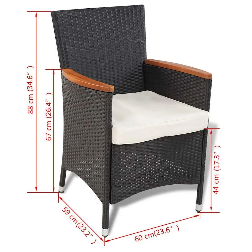 Outdoor Dining Set Poly Rattan 9 Piece Black Table Chairs Cushions Garden Patio