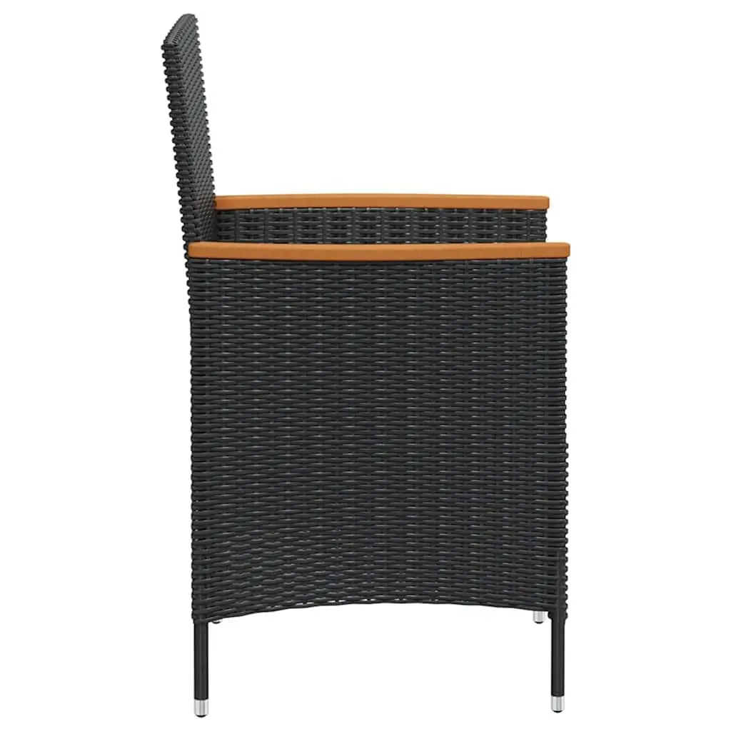 Outdoor Dining Set Poly Rattan 7 Piece Table 6 Chairs Cushions Black